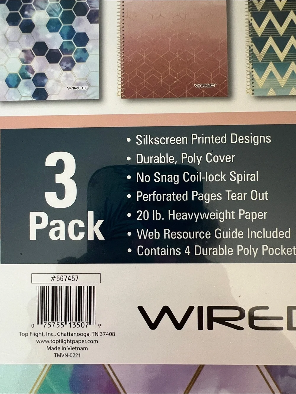 3-Subject Spiral Notebook - Purple/Teal Hex Design